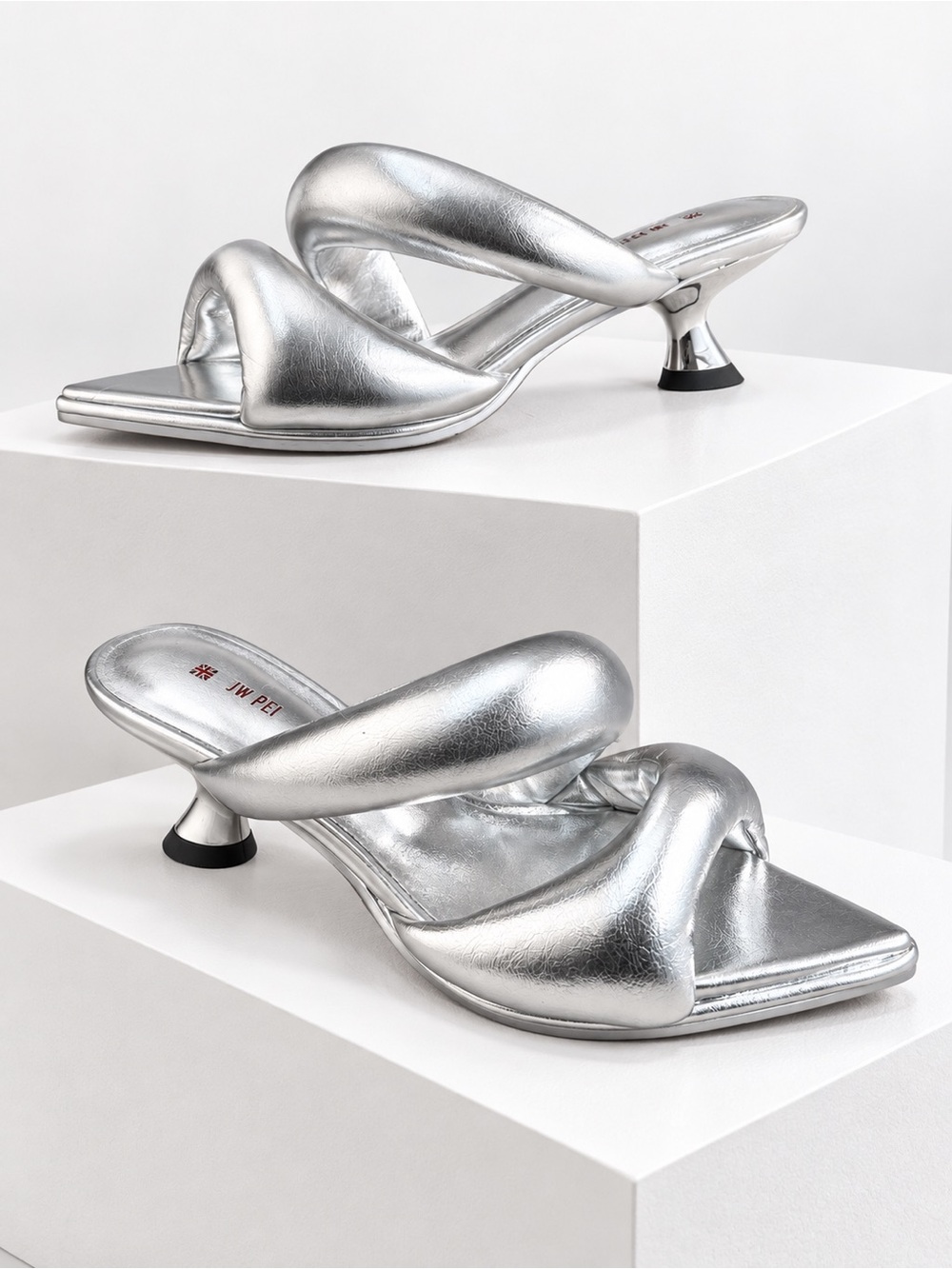 JW PEI - Sara Mule Pointed Toe in Silver NWOT